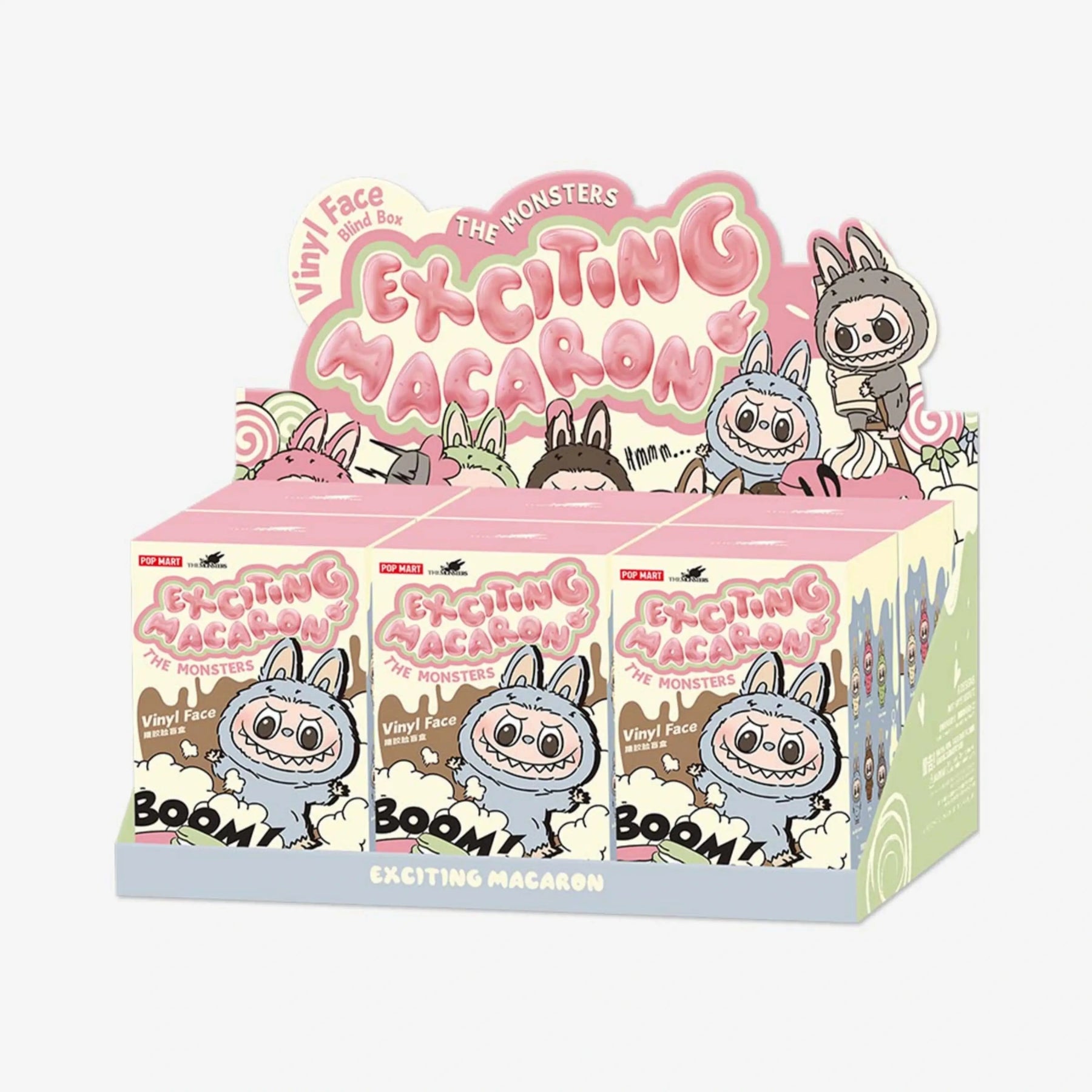 Display com 12 blind boxes Labubu Exciting Macaron Popmart, edição original para colecionadores