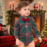 Body Bebê Natal Xadrez com Gravata