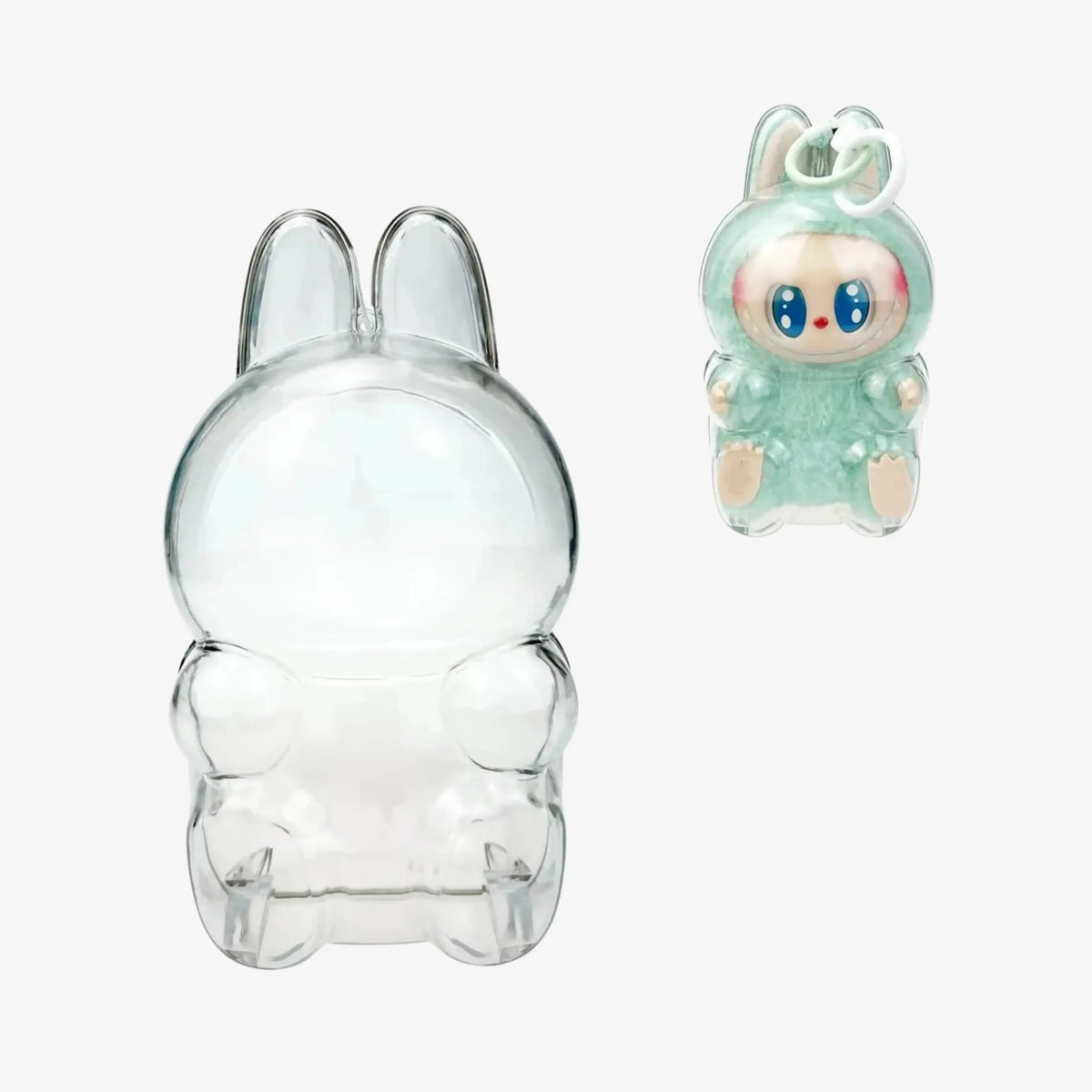 Capa protetora transparente para Labubu original Popmart, ideal para colecionadores manterem a peça protegida