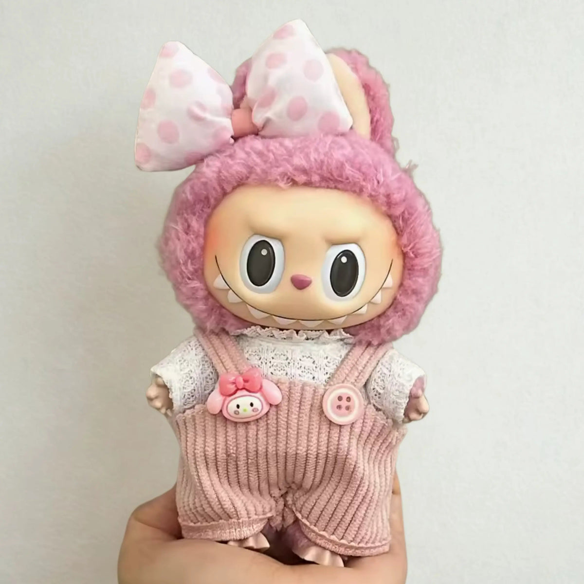 Kit Roupa Macacão Rosa e Acessório para Labubu Popmart - ZBaby