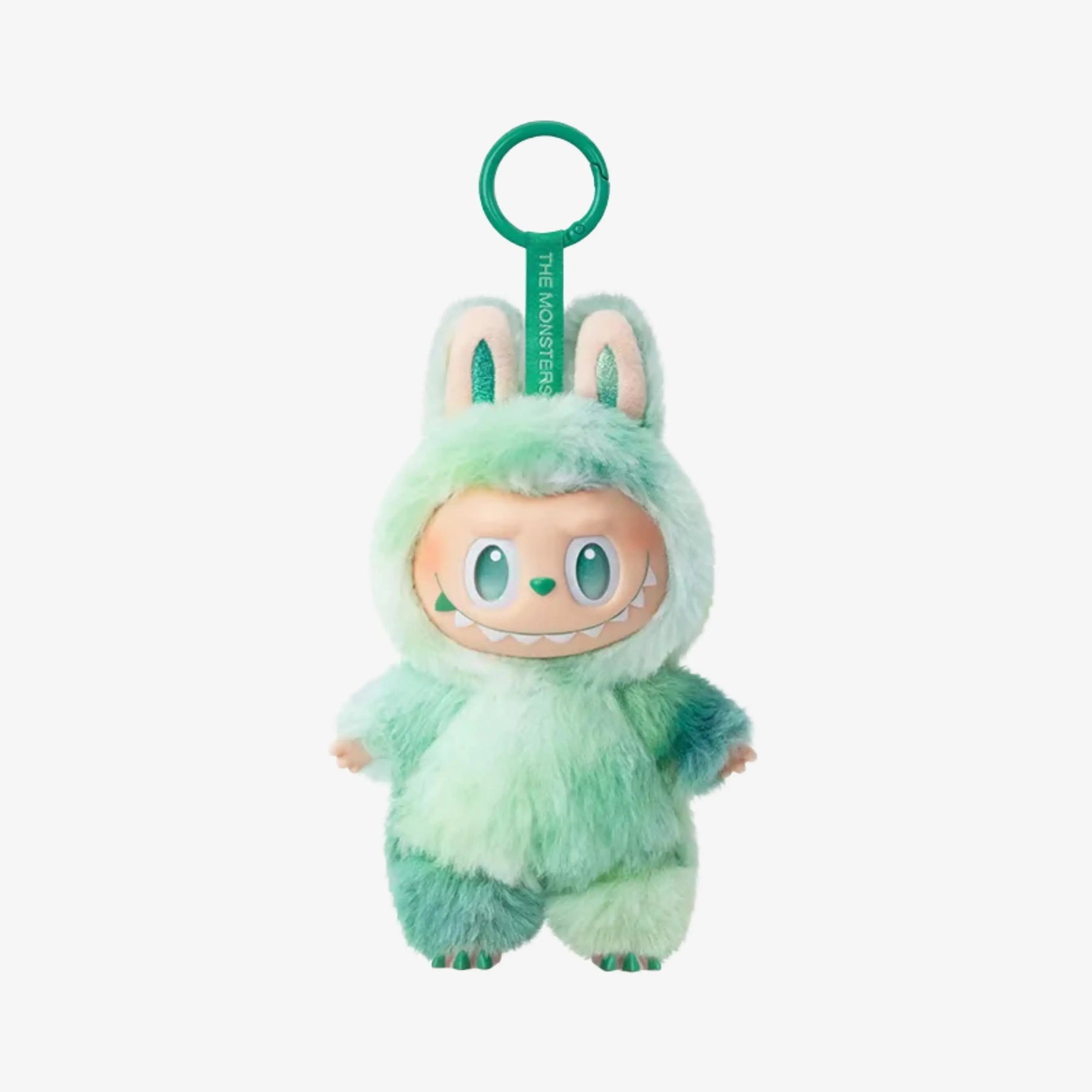 Boneco Labubu verde da coleção Big Into Energy Popmart com fantasia felpuda e visual colecionável exclusivo
