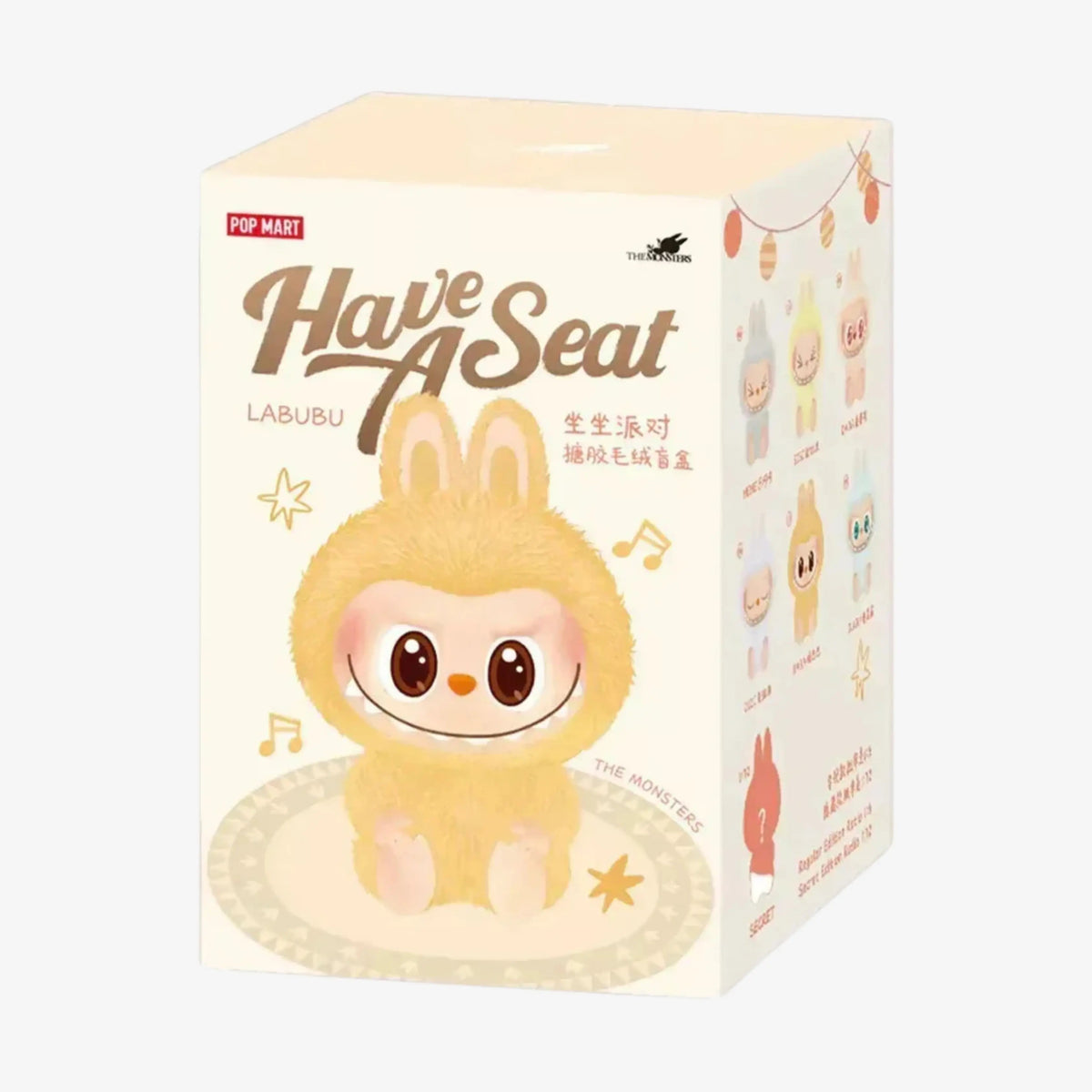 Caixa original da blind box Labubu Popmart coleção Have A Seat, arte fofa e design exclusivo