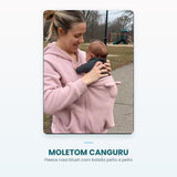 Moletom Canguru Rosa Fleece com Bolsão Peito a Peito e Capuz com Orelhinhas ZBaby™
