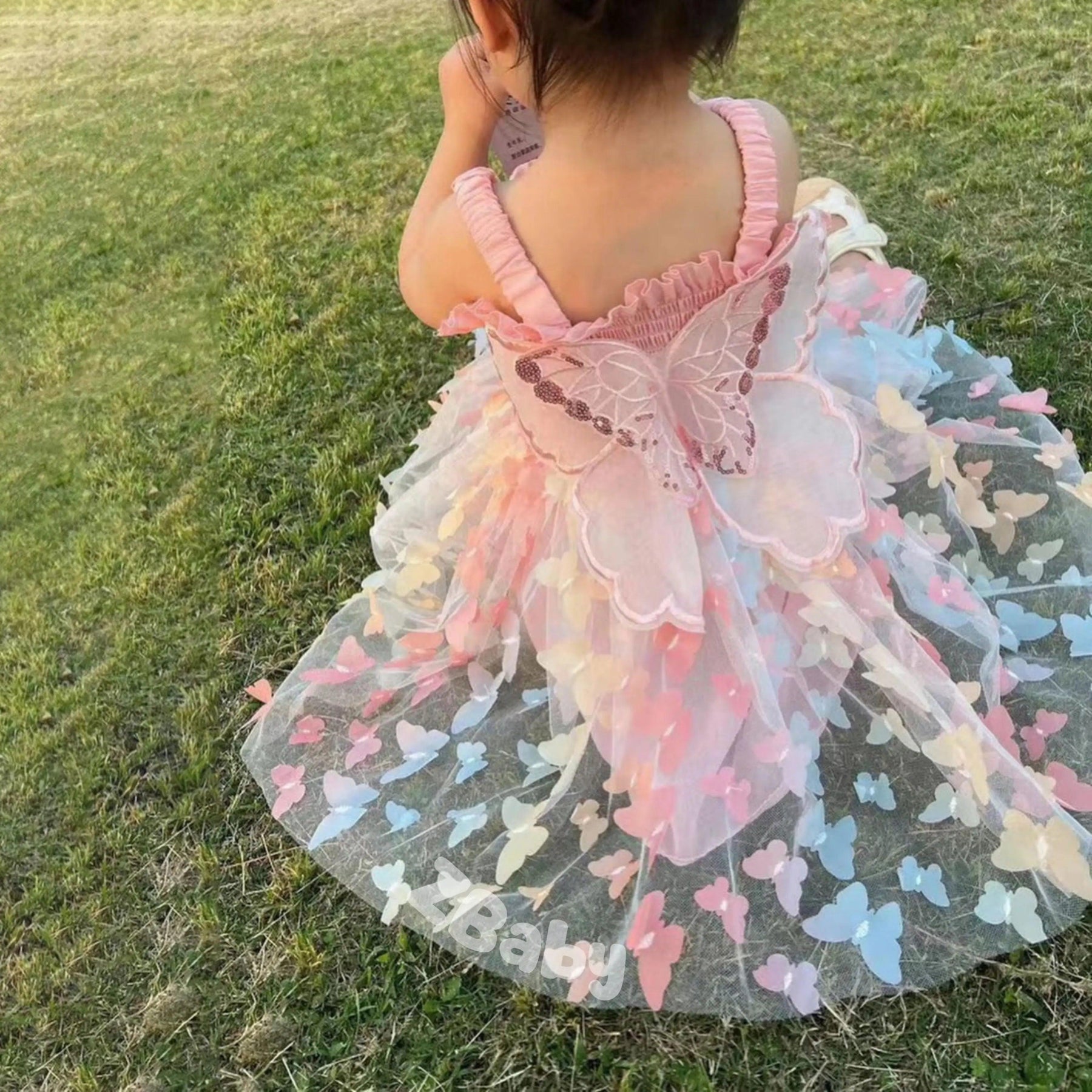 Vestido Infantil Borboletas Rosa para Festa - ZBaby