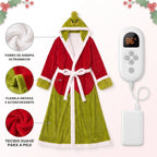 Manta Vestível com Capuz e Forro Sherpa Tema Natalino Verde — Robe Oversized de Frio Adulto ZBaby™