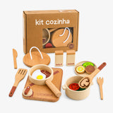 Kit Cozinha Infantil de Brinquedo em Madeira Montessori