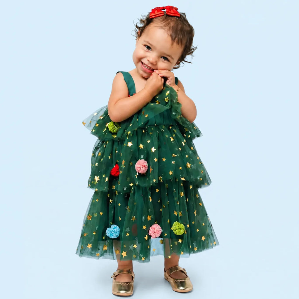 Vestido Árvore de Natal Infantil Verde