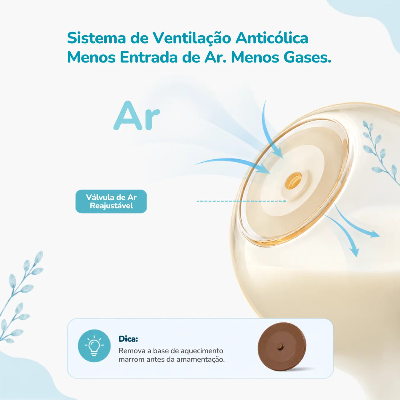 Mamadeira Anticólica para Bebê Sem BPA com Bico Tipo Seio - Vidro e PPSU