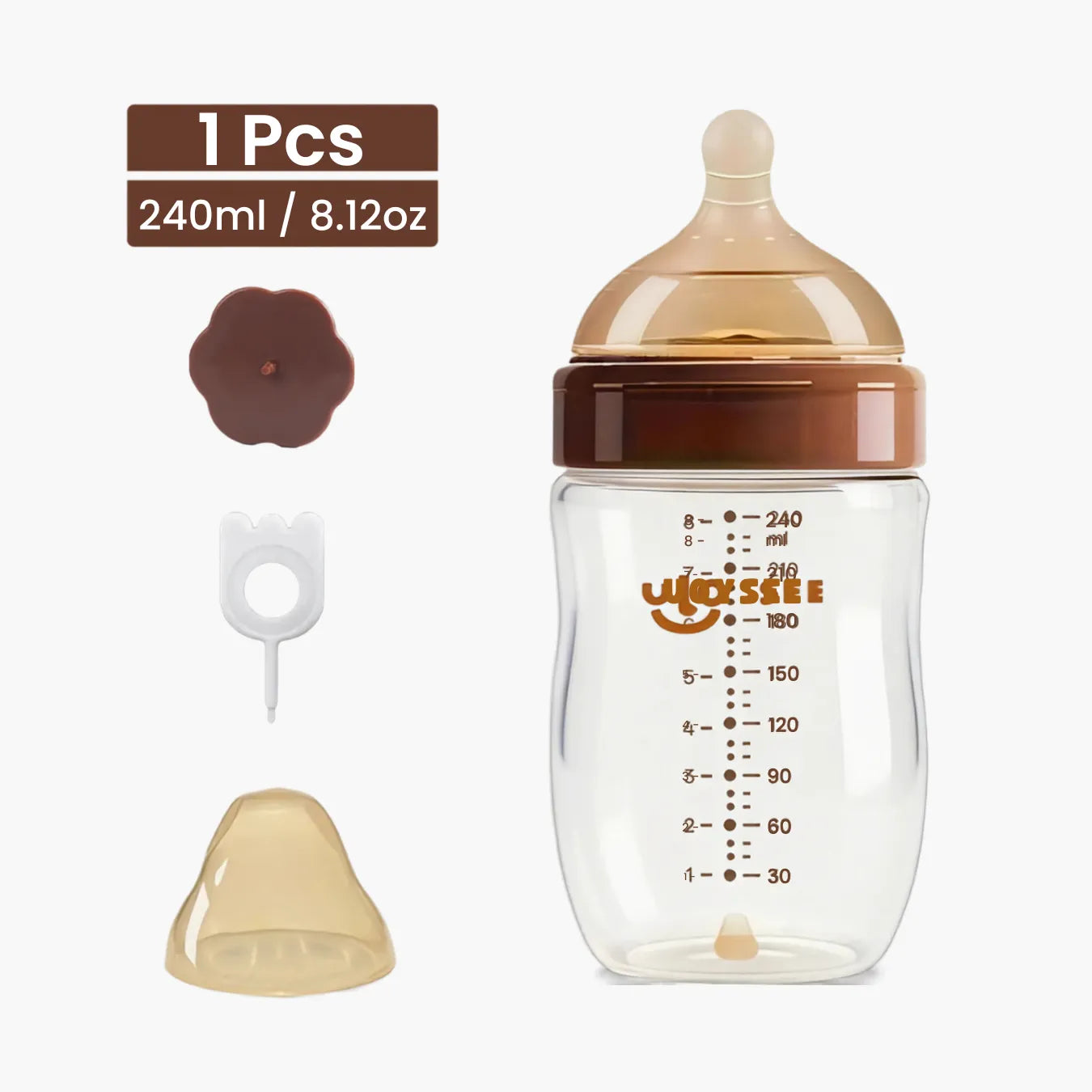 Mamadeira Anticólica para Bebê Sem BPA com Bico Tipo Seio - Vidro e PPSU