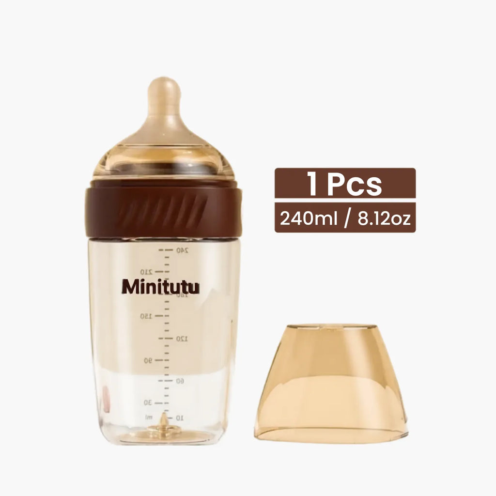 Mamadeira Anticólica para Bebê Sem BPA com Bico Tipo Seio - Vidro e PPSU