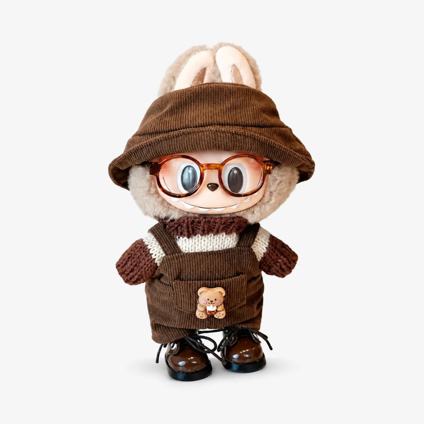 Kit Roupa Marrom e Acessórios para Labubu Popmart