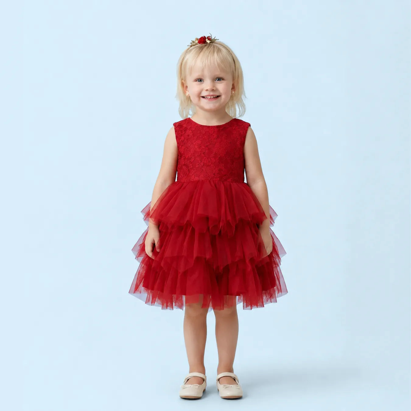 Vestido Infantil Vermelho de Natal com Laço