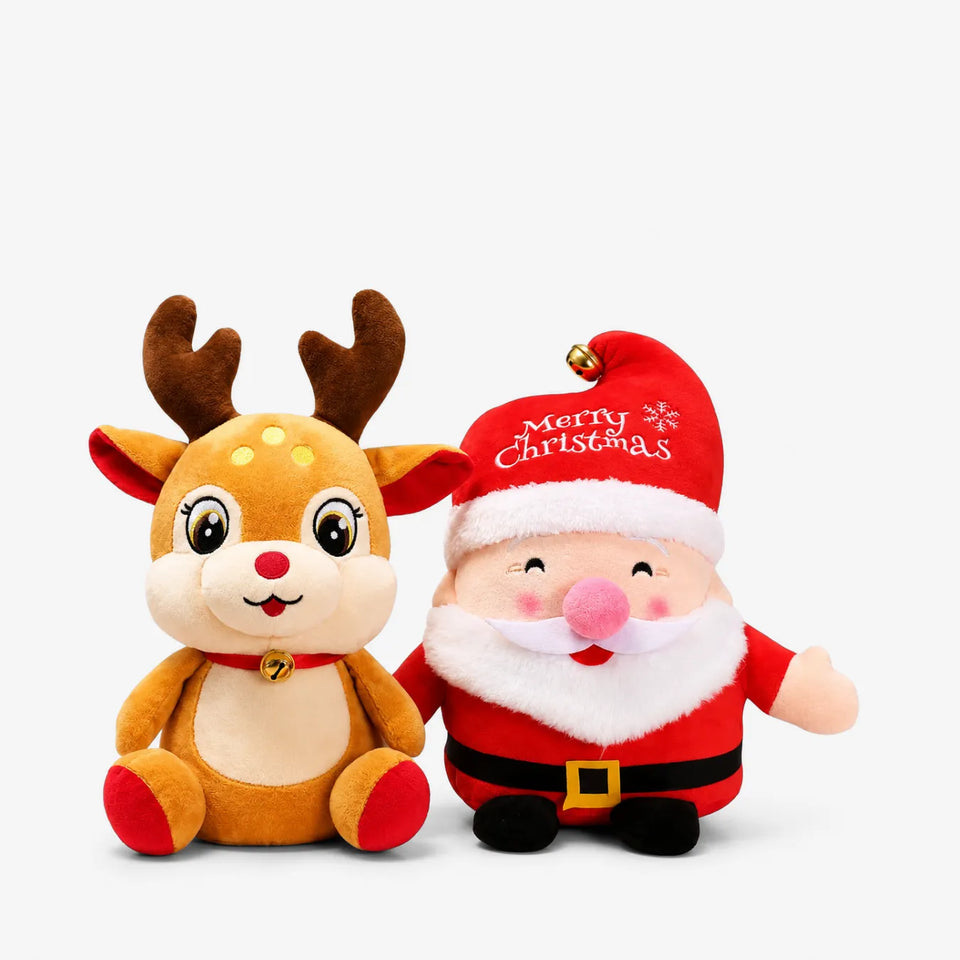 Rena de Natal e Papai Noel de Pelúcia Infantil