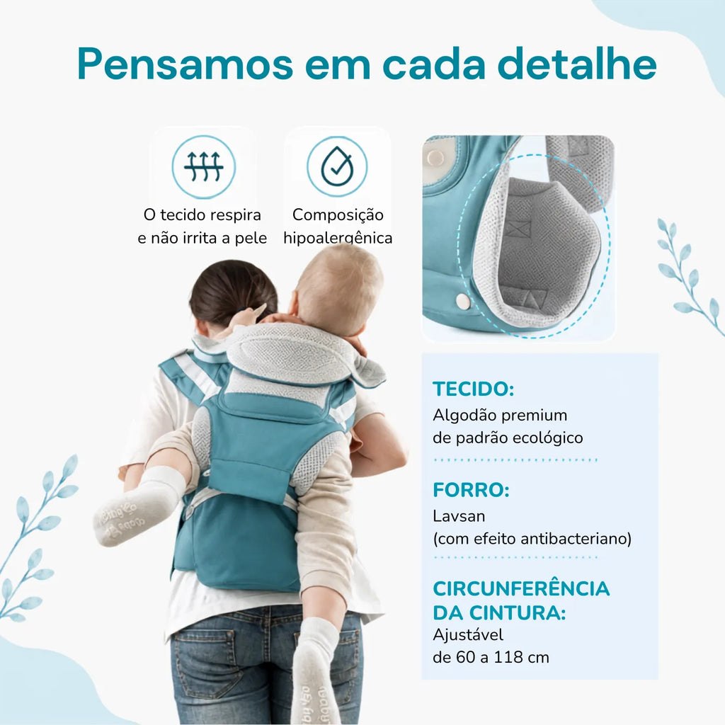Canguru Ergonômico para Bebê com Assento Confortável - Mãos Livres 0 a 36 Meses