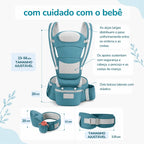 Canguru Ergonômico para Bebê com Assento Confortável - Mãos Livres 0 a 36 Meses