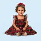 Vestido Infantil de Natal Vermelho Xadrez