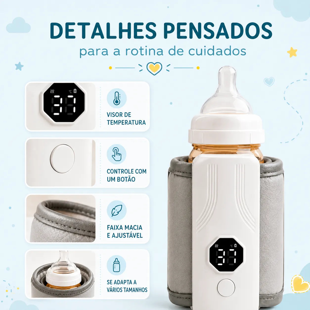 Aquecedor de Mamadeira Portátil Recarregável USB | Leite na Temperatura Certa