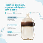 Mamadeira Anticólica para Bebê Sem BPA com Bico Tipo Seio - Vidro e PPSU