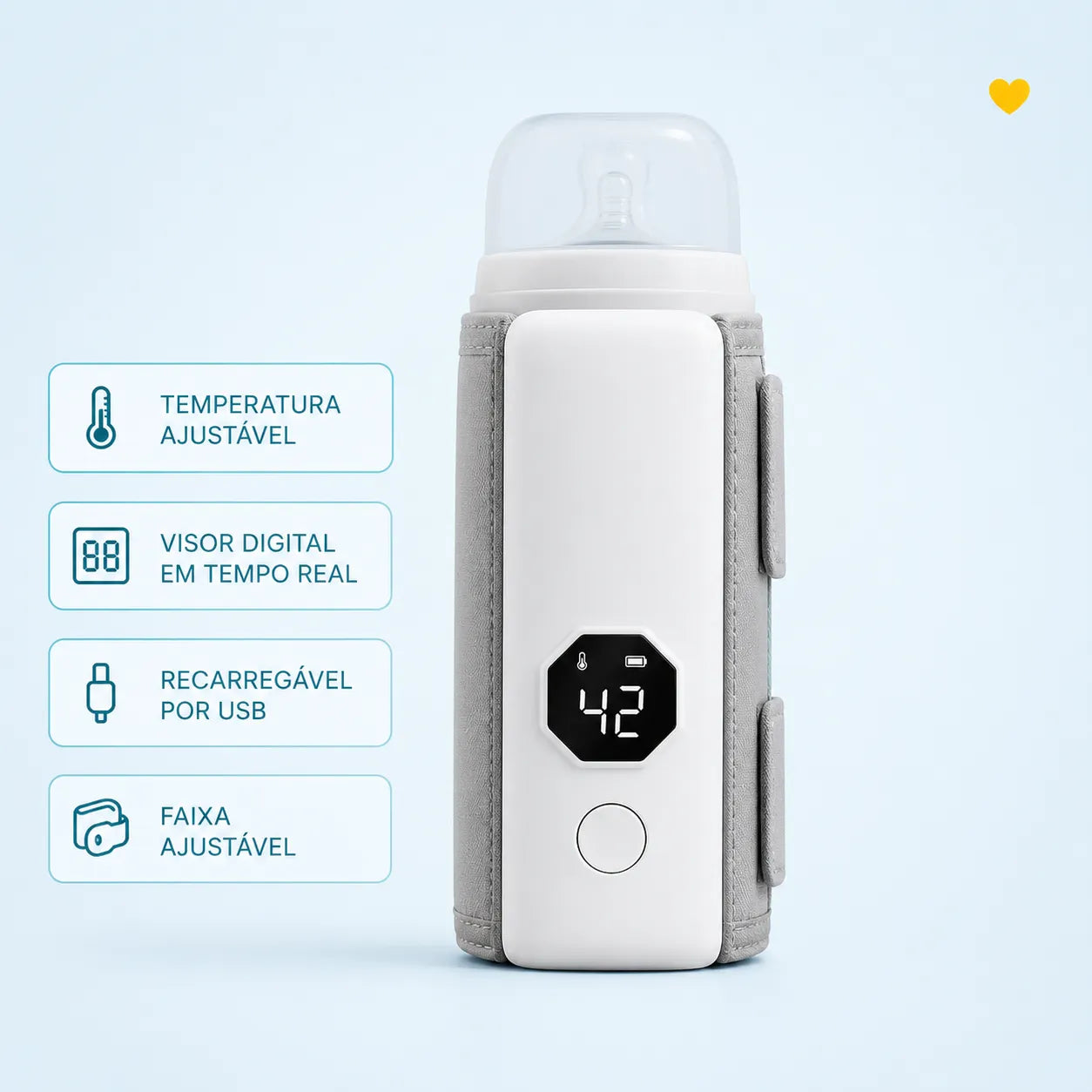 Aquecedor de Mamadeira Portátil Recarregável USB | Leite na Temperatura Certa