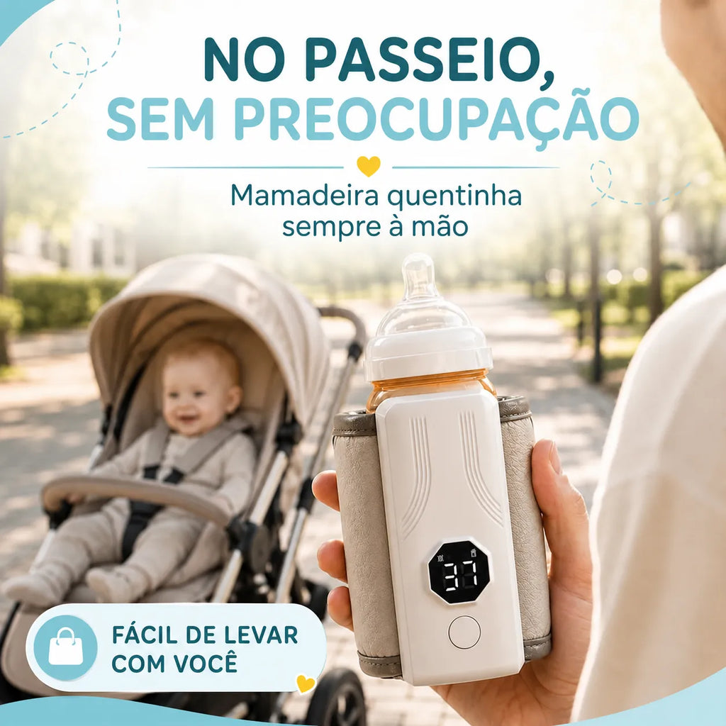 Aquecedor de Mamadeira Portátil Recarregável USB | Leite na Temperatura Certa