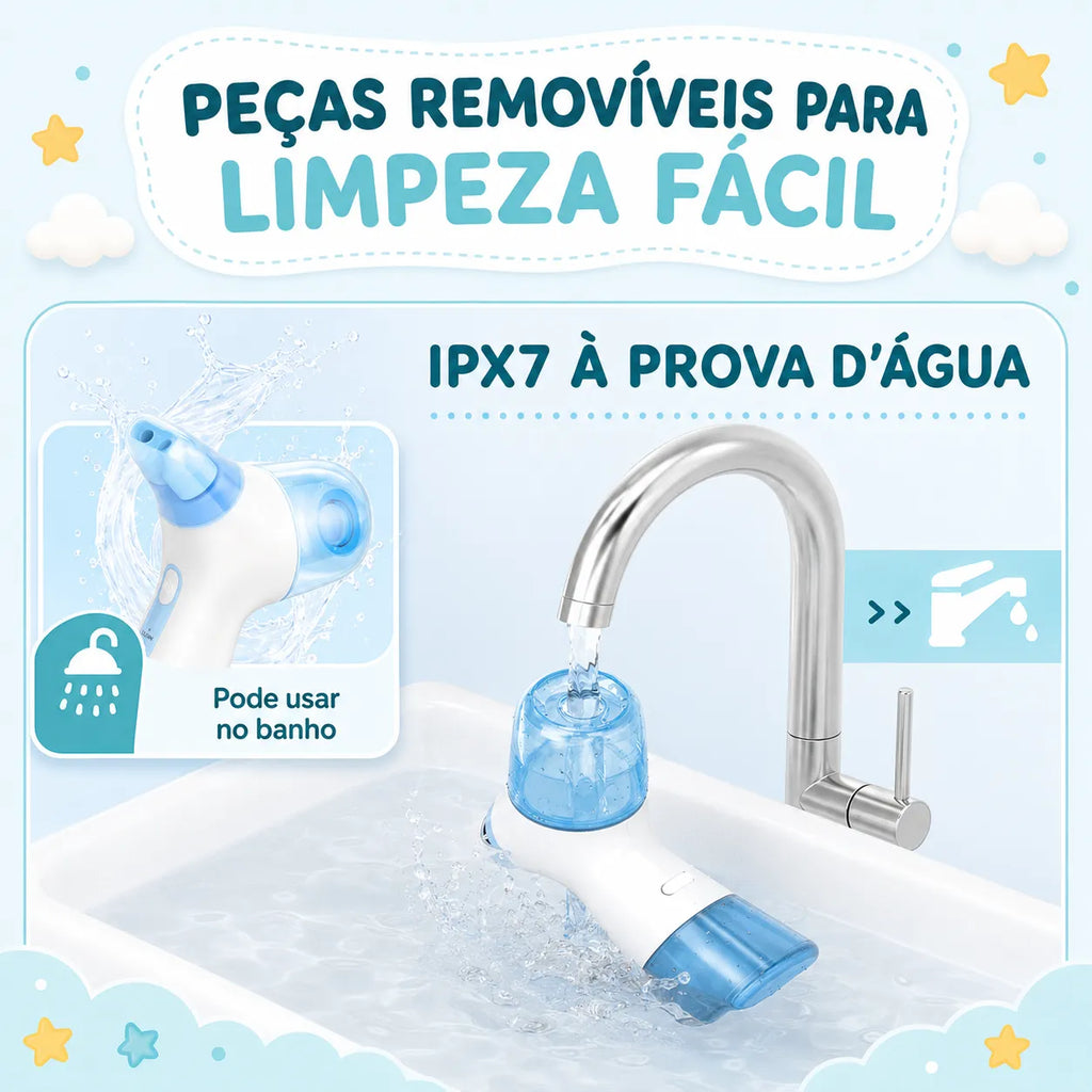 Irrigador Nasal Elétrico Velcura™ com Enxágue e Coleta de Resíduos