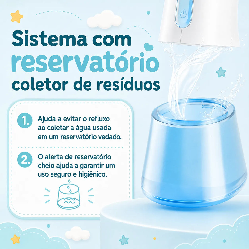 Irrigador Nasal Elétrico Velcura™ com Enxágue e Coleta de Resíduos