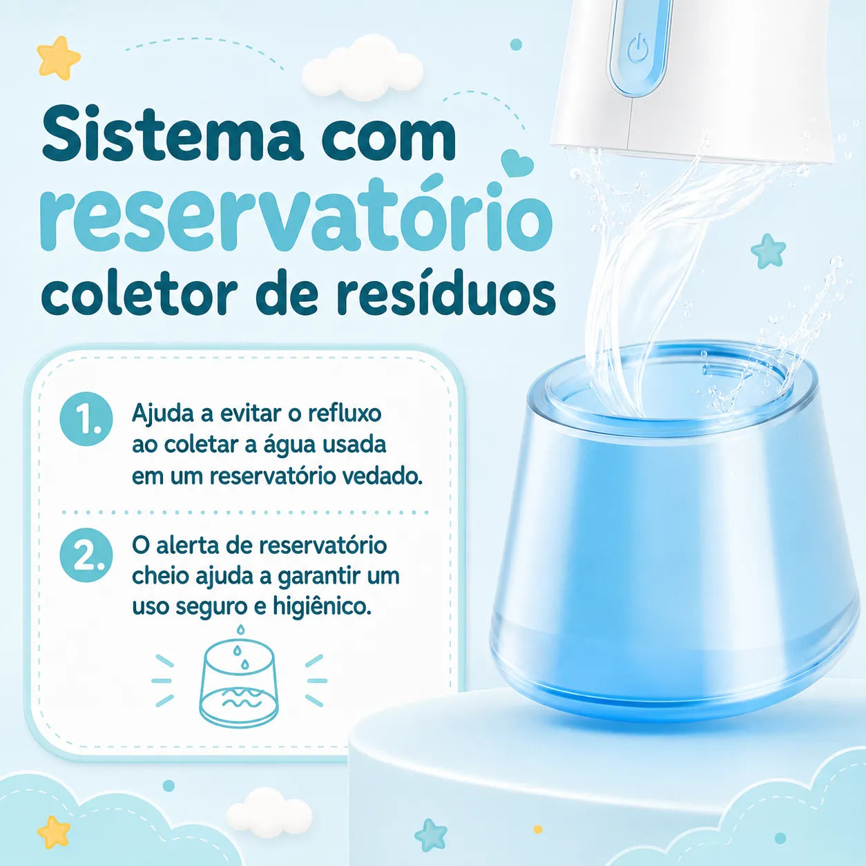Irrigador Nasal Elétrico Velcura™ com Enxágue e Coleta de Resíduos