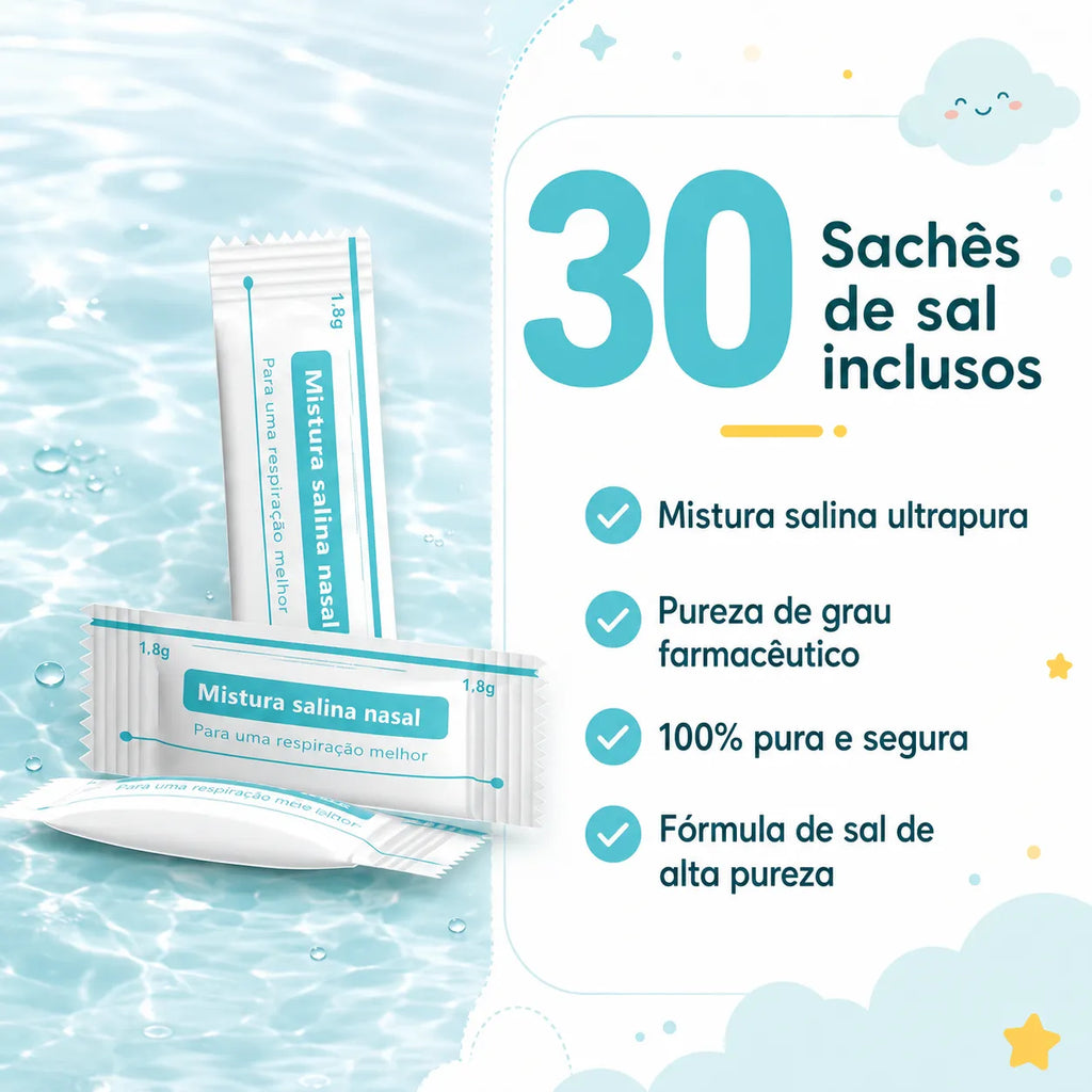 Irrigador Nasal Elétrico Velcura™ com Enxágue e Coleta de Resíduos
