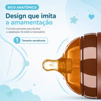 Mamadeira de Silicone com Alça para Bebê Sem BPA - Bico Tipo Seio 150ml e 250ml
