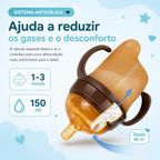 Mamadeira de Silicone com Alça para Bebê Sem BPA - Bico Tipo Seio 150ml e 250ml