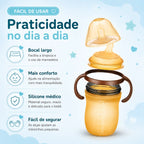 Mamadeira de Silicone com Alça para Bebê Sem BPA - Bico Tipo Seio 150ml e 250ml