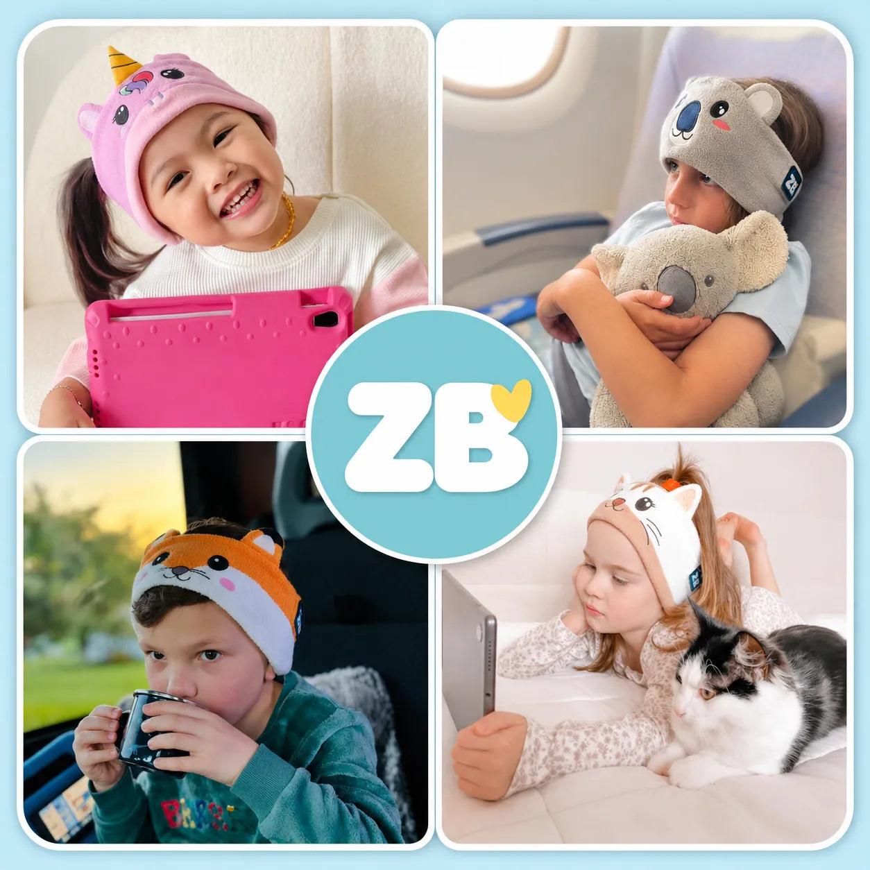 Faixa Fone de Ouvido Infantil Bluetooth para Dormir e Viajar - Bichinhos