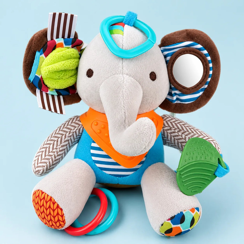 Pelúcia Sensorial 3 em 1 para Bebê - Mordedor, Chocalho e Texturas