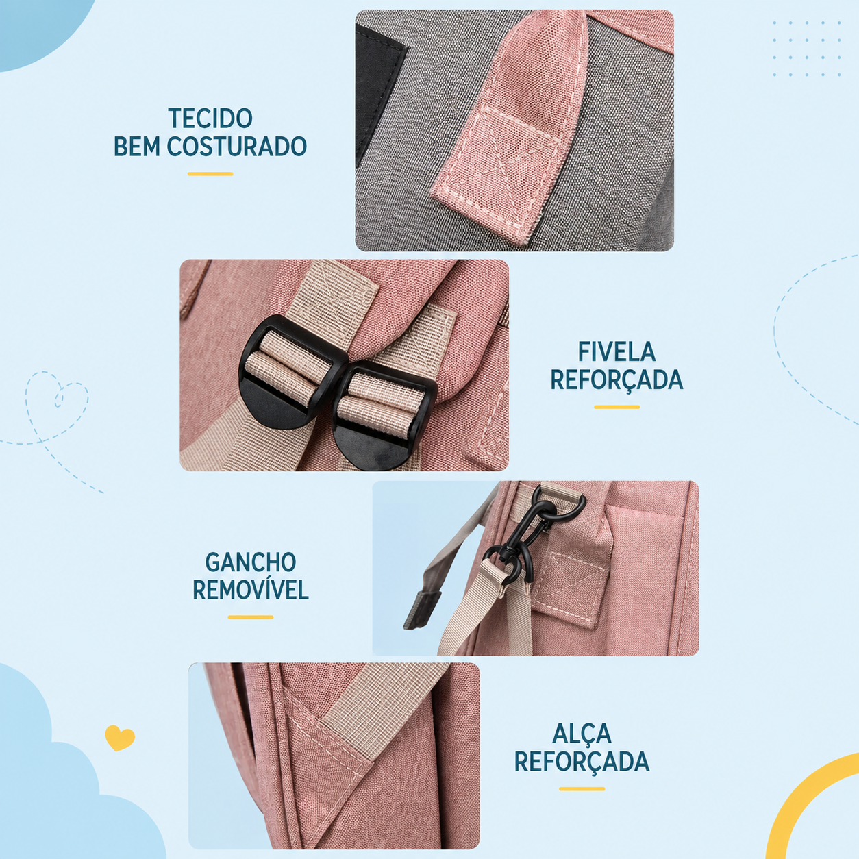 Bolsa Maternidade 2 em 1 com Trocador e Berço Portátil Dobrável para Bebê
