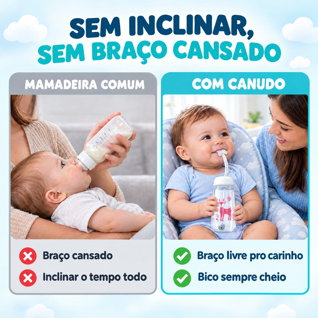 Mamadeira para alimentação de bebês com as mãos livres