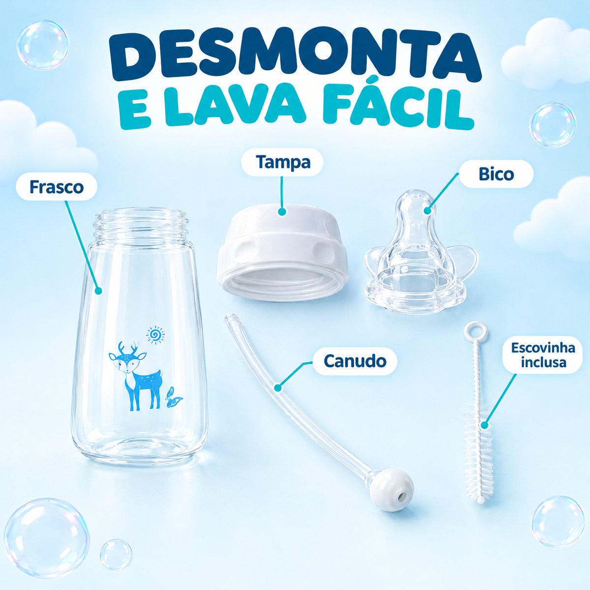 Mamadeira para alimentação de bebês com as mãos livres