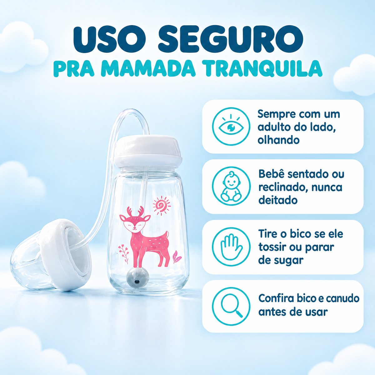 Mamadeira para alimentação de bebês com as mãos livres