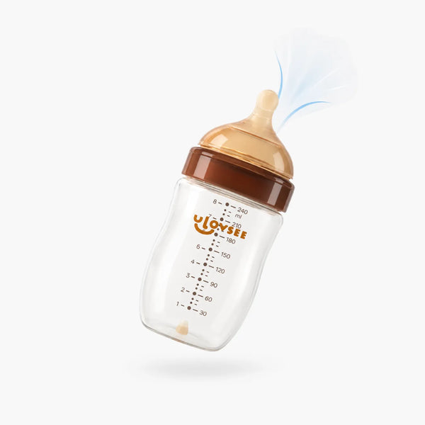 Mamadeira Anticólica para Bebê Sem BPA com Bico Tipo Seio - Vidro e PPSU
