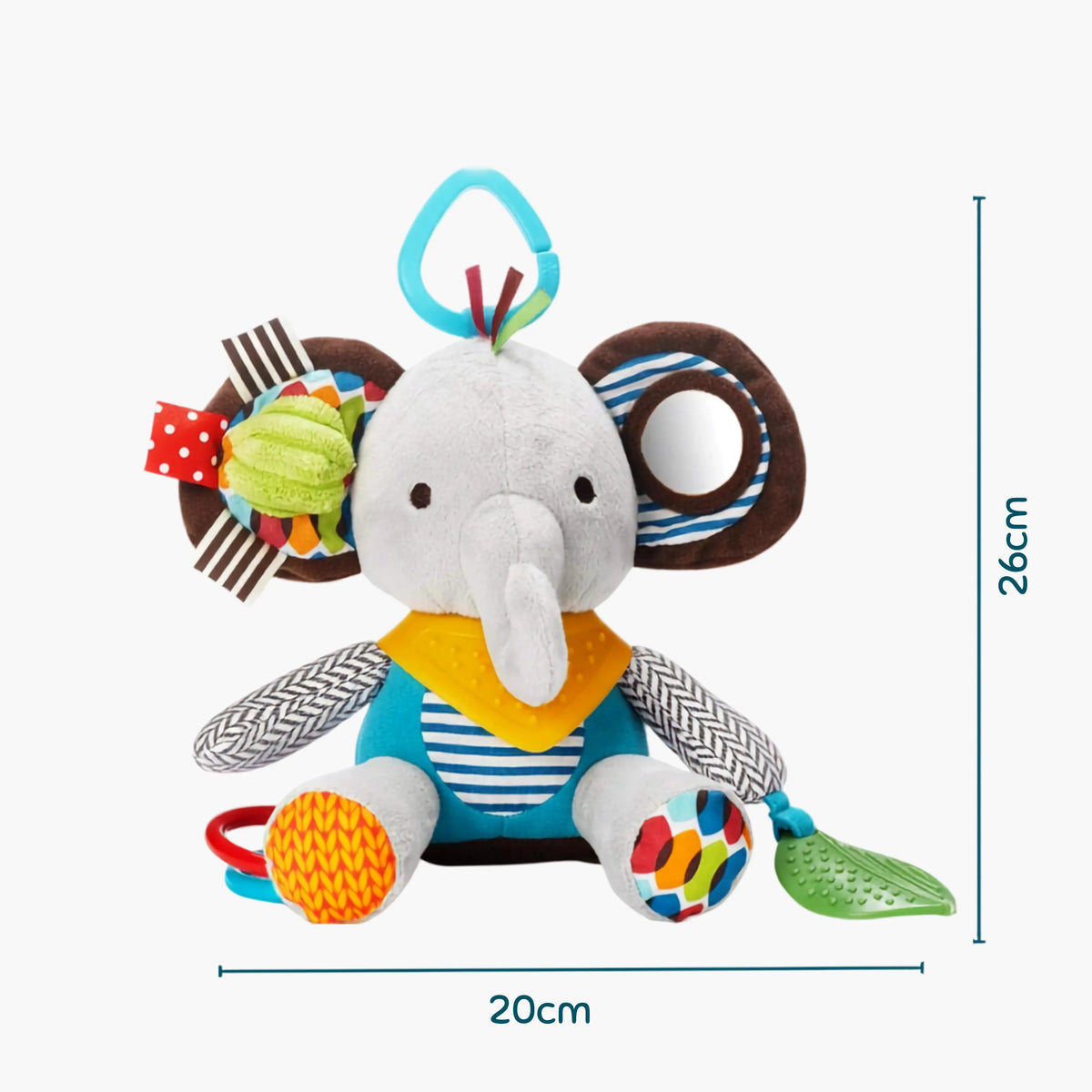 Pelúcia Sensorial 3 em 1 para Bebê - Mordedor, Chocalho e Texturas