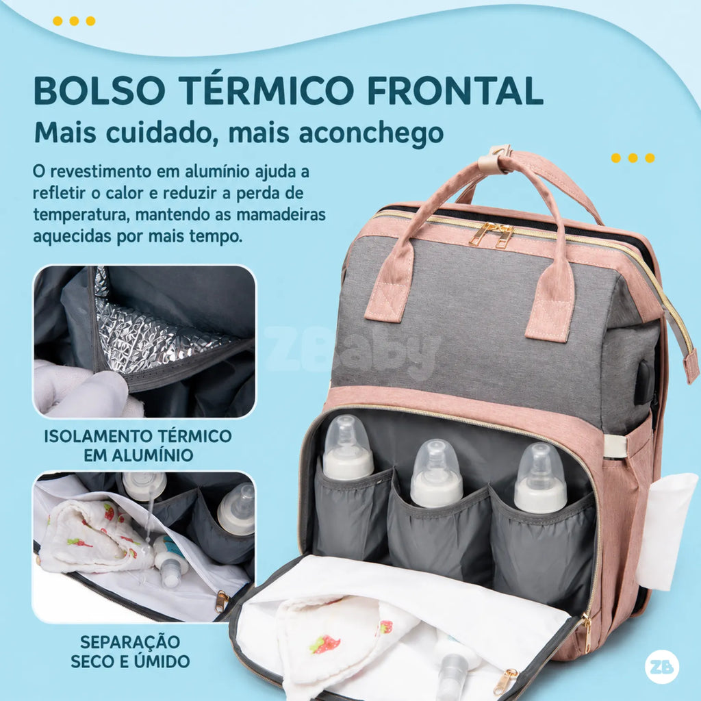 Bolsa Maternidade 2 em 1 com Trocador e Berço Portátil Dobrável para Bebê