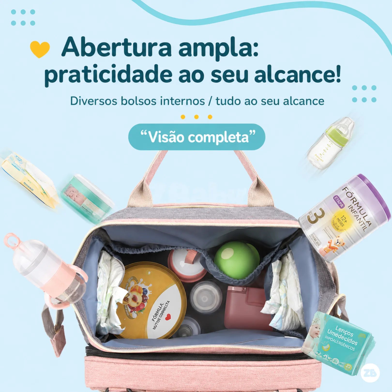 Bolsa Maternidade 2 em 1 com Trocador e Berço Portátil Dobrável para Bebê