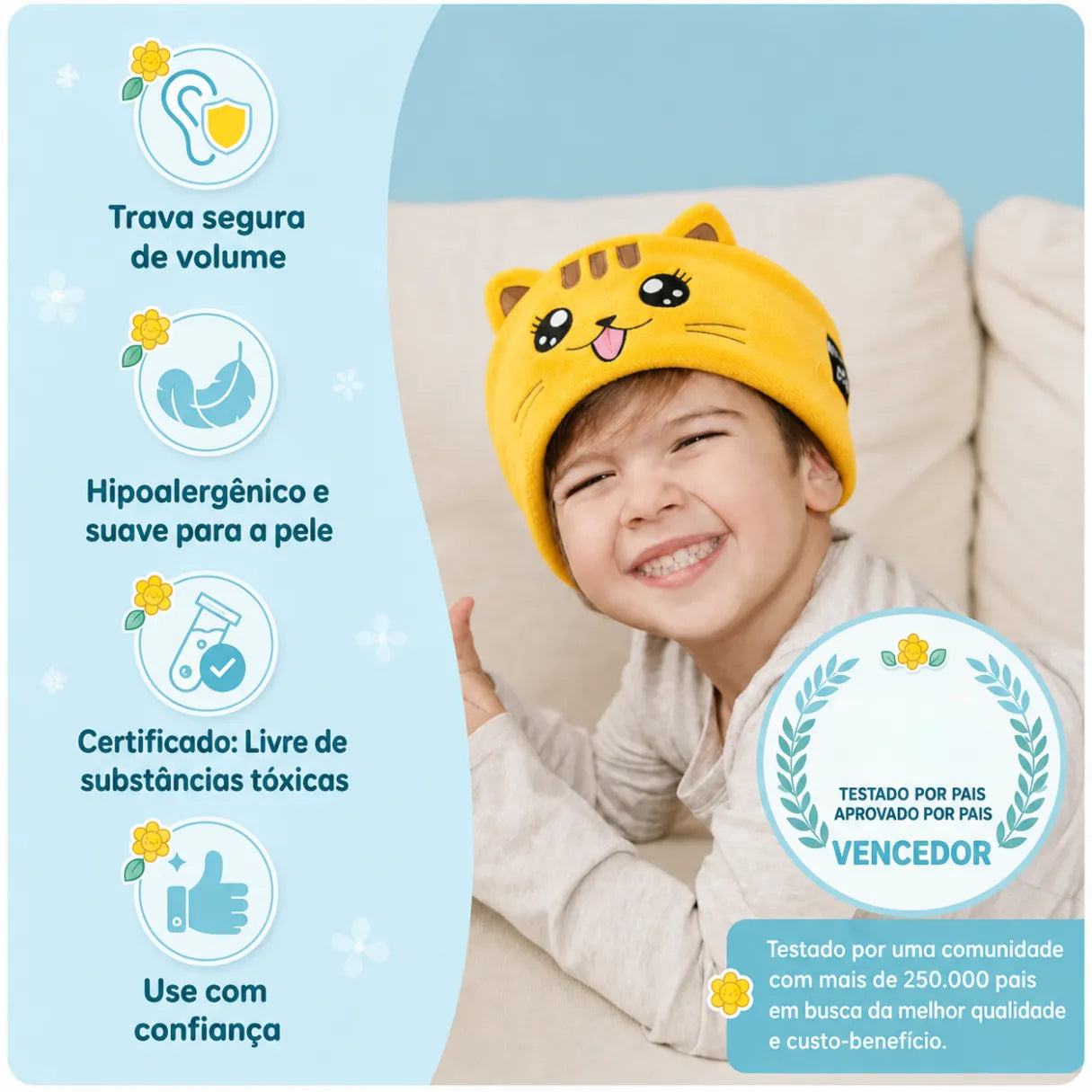 Faixa Fone de Ouvido Infantil Bluetooth para Dormir e Viajar - Bichinhos