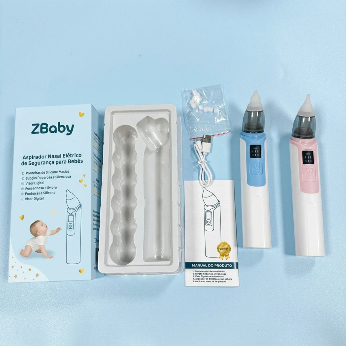 Aspirador Nasal Elétrico Recarregável para Bebês com Bico de Silicone Macio ZBaby™