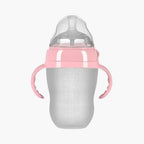 Mamadeira de Silicone com Alça para Bebê Sem BPA - Bico Tipo Seio 150ml e 250ml