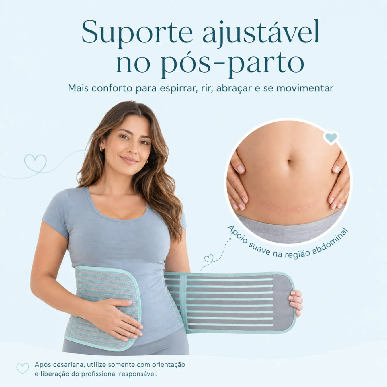 Cinta Pós-Parto e Gestante 2 em 1 com Carvão de Bambu