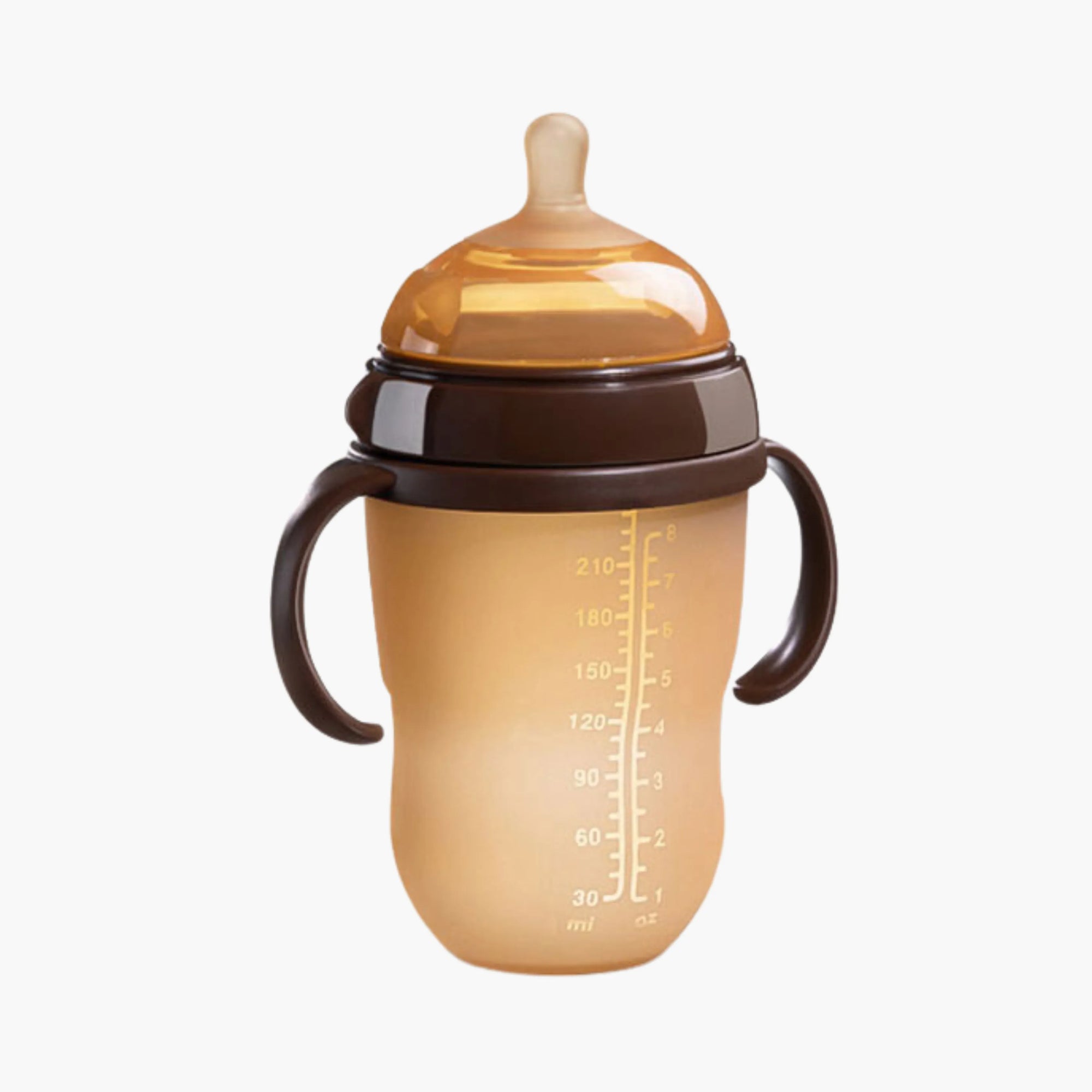 Mamadeira de Silicone com Alça para Bebê Sem BPA - Bico Tipo Seio 150ml e 250ml