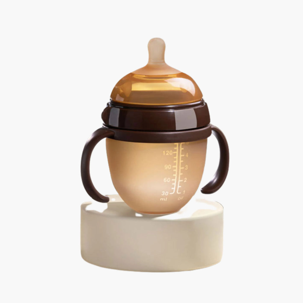 Mamadeira de Silicone com Alça para Bebê Sem BPA - Bico Tipo Seio 150ml e 250ml