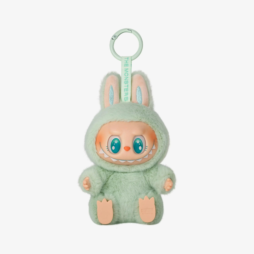 Labubu Popmart verde água com olhos azuis brilhantes da coleção Have A Seat, edição colecionável