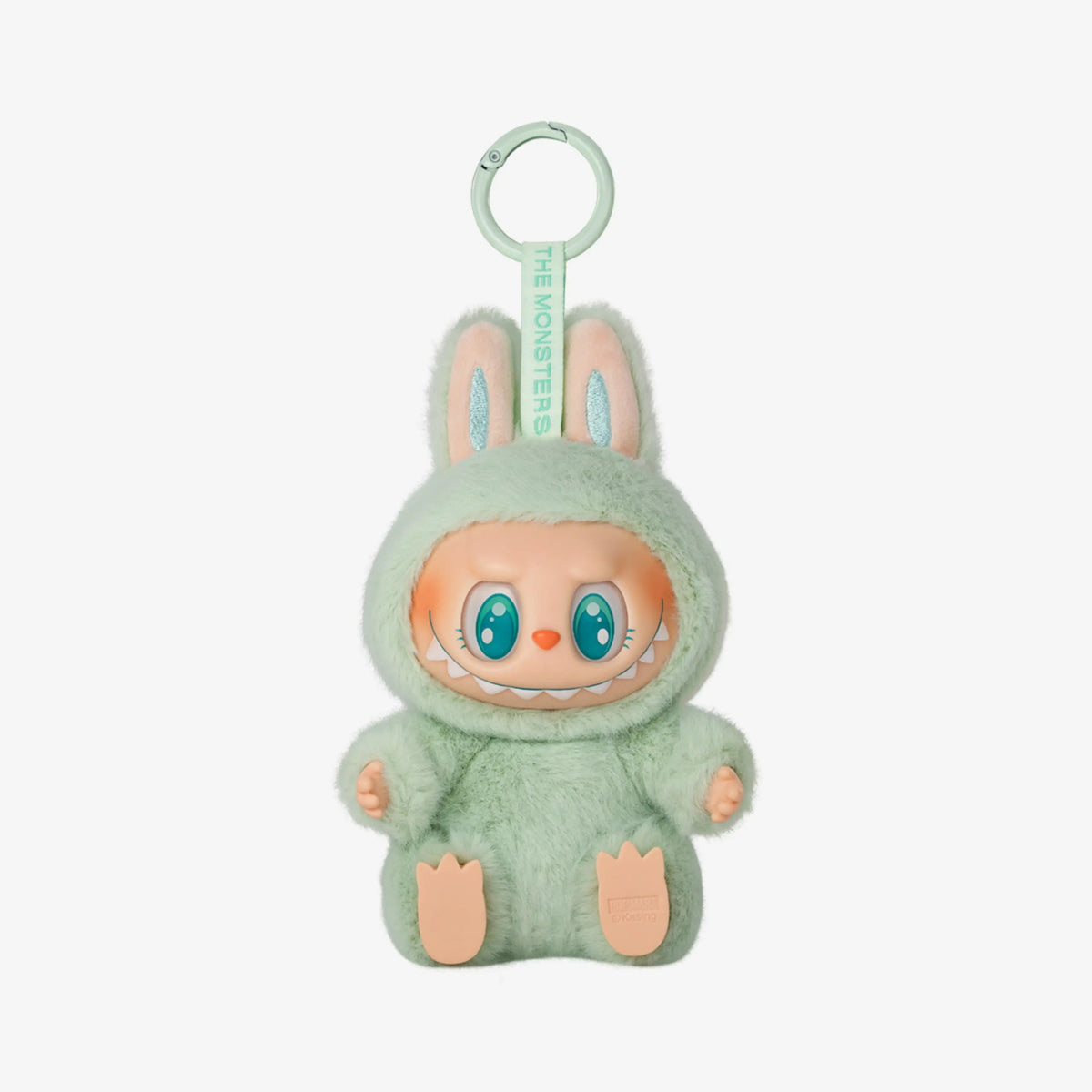 Labubu Popmart verde água com olhos azuis brilhantes da coleção Have A Seat, edição colecionável