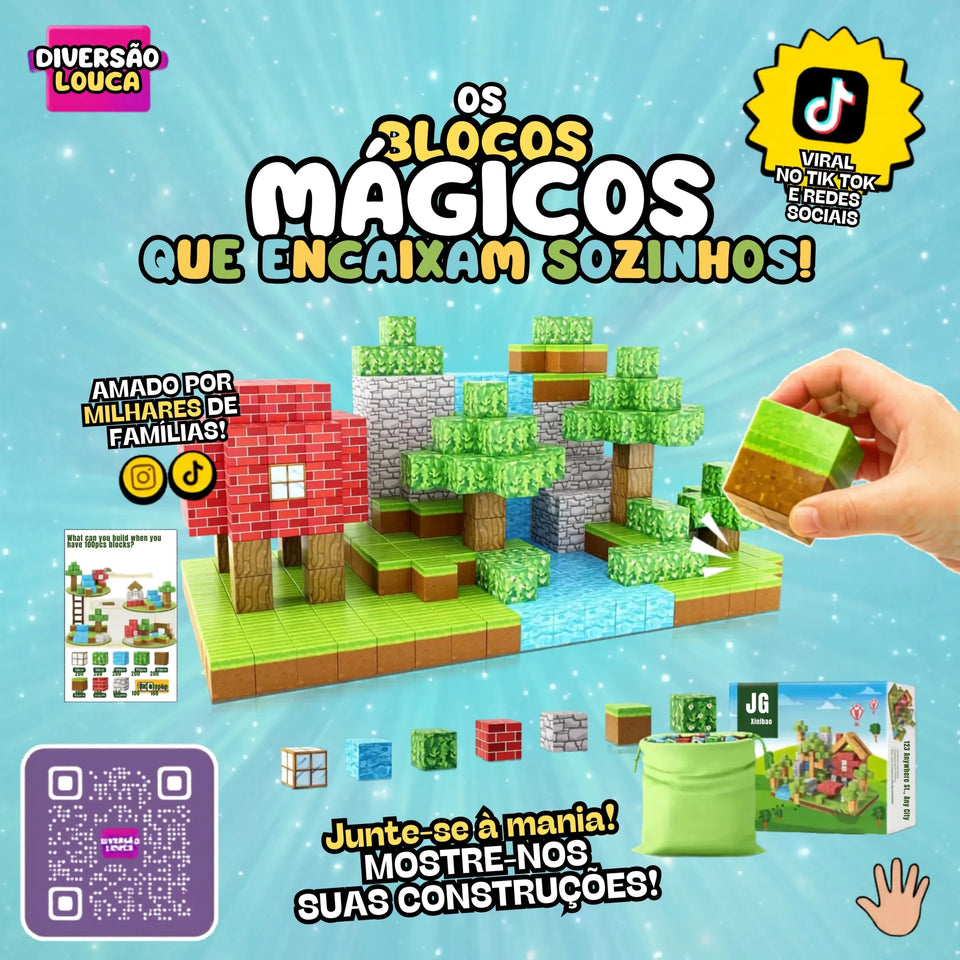 Blocos Magnéticos de Montar 3D - Brinquedo Educativo Anti - Telas - ZBaby